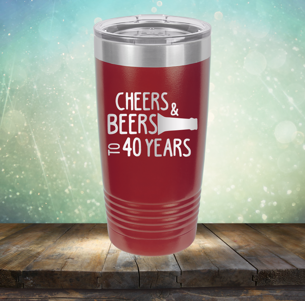 Cheers &amp; Beers to 40 Years - Laser Etched Tumbler Mug