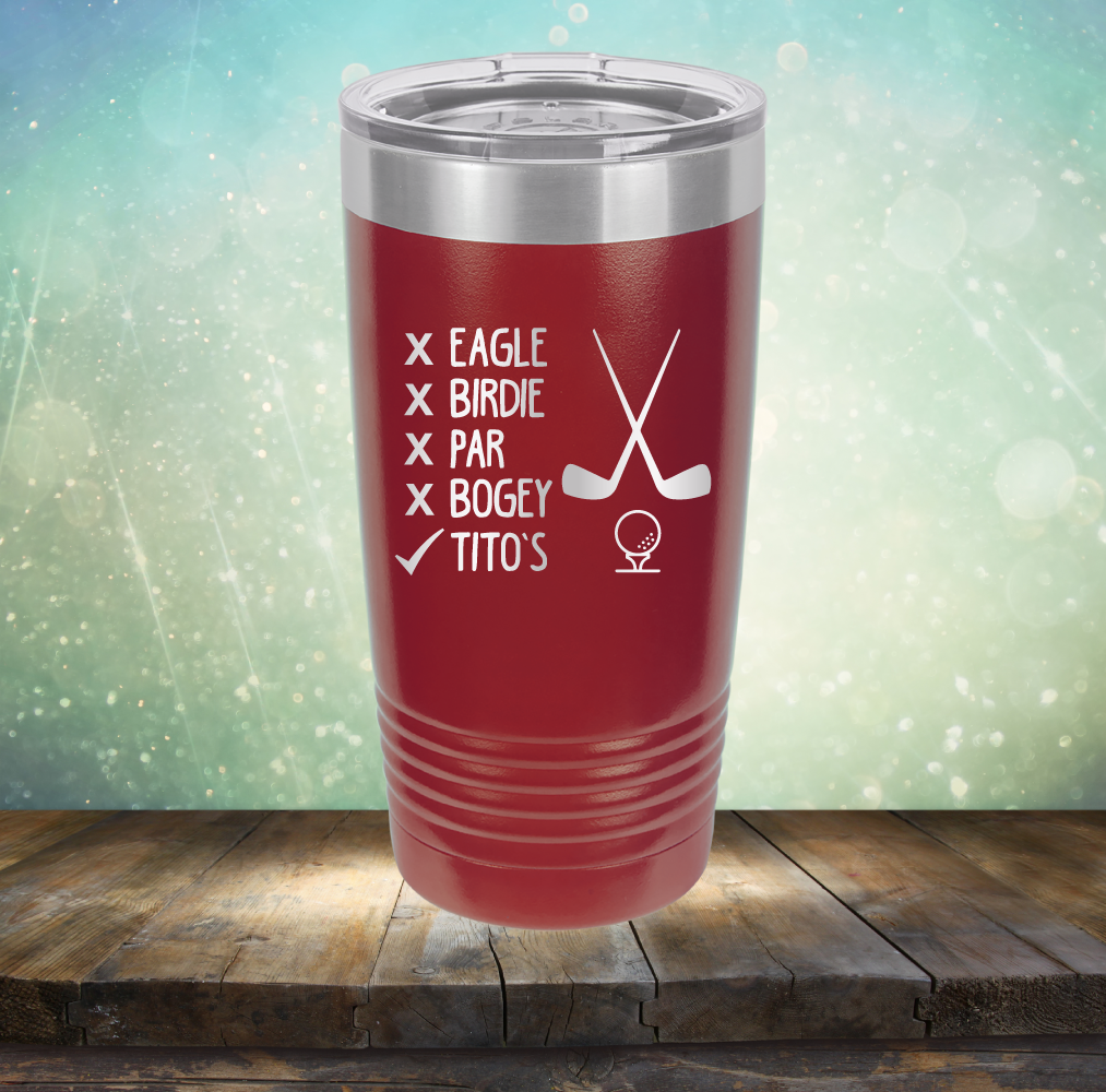Eagle Birdie Par Bogey Tito&#39;s - Laser Etched Tumbler Mug
