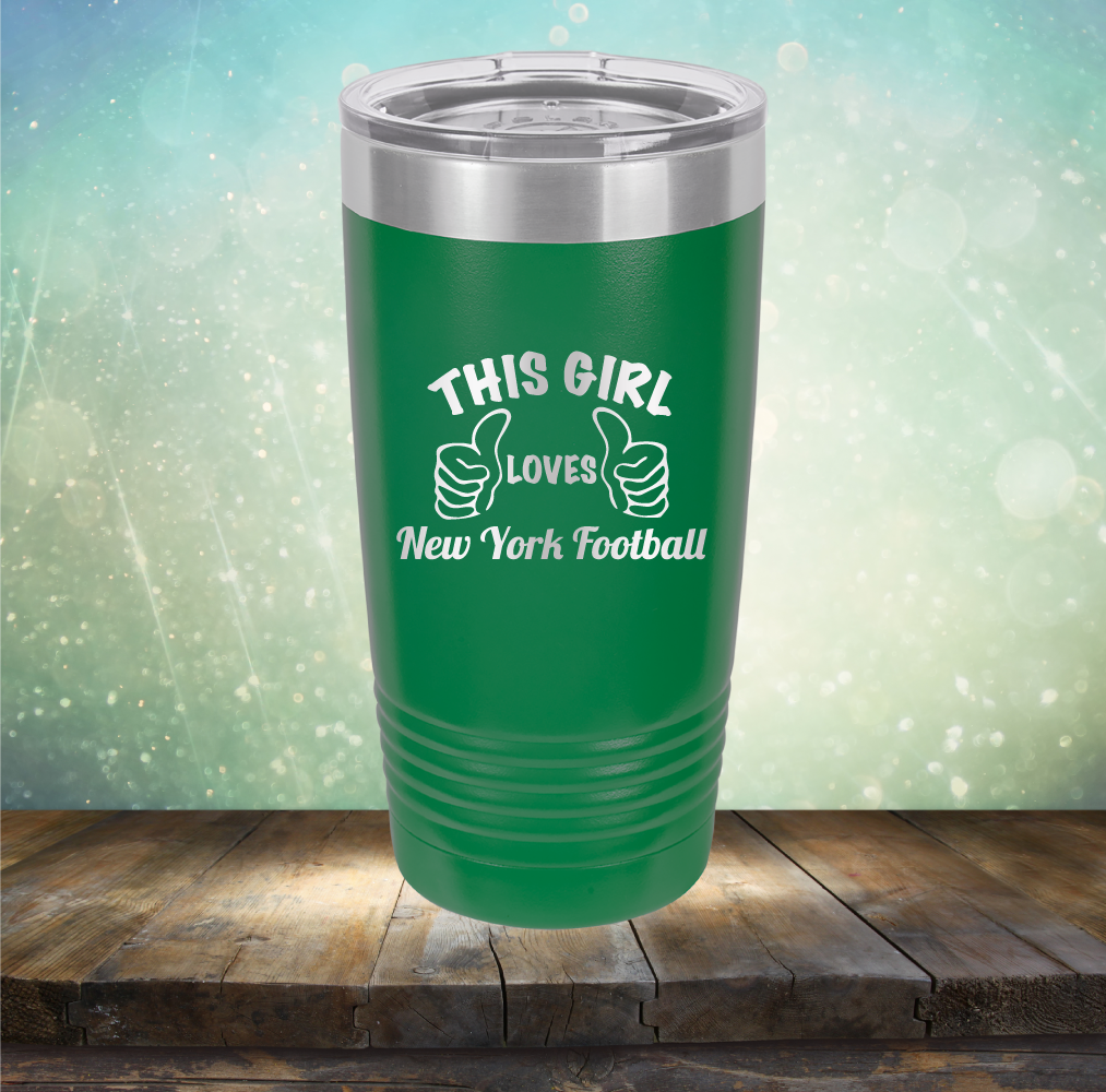This Girl Loves New York Football - Laser Etched Tumbler Mug
