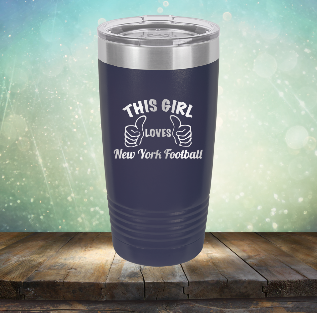 This Girl Loves New York Football - Laser Etched Tumbler Mug