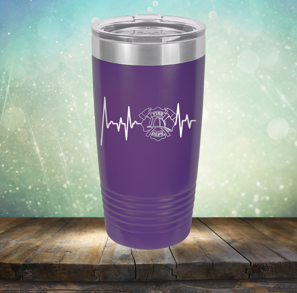 Firefighter Heartbeat - Laser Etched Tumbler Mug
