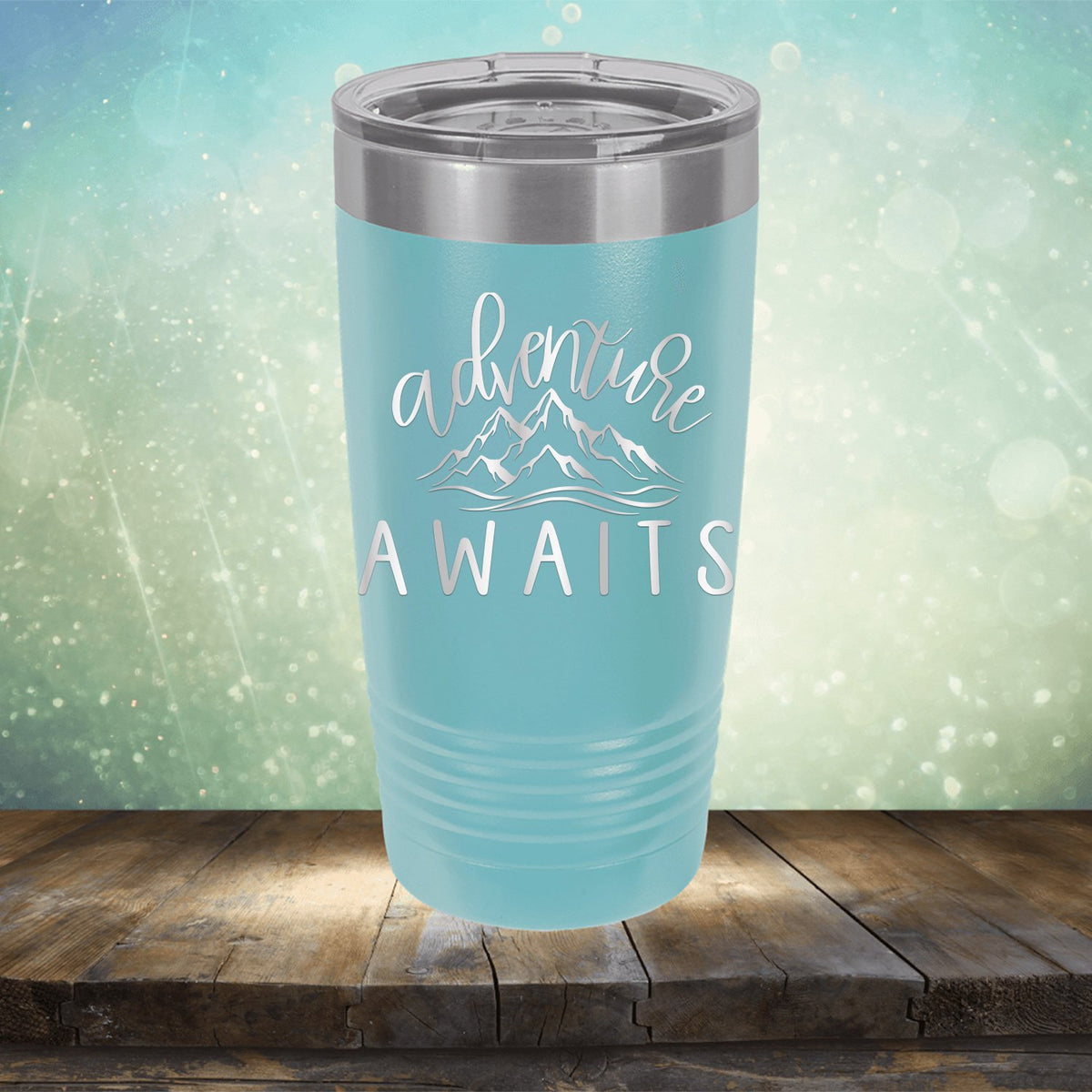 Adventure Awaits with Mountain - Laser Etched Tumbler Mug