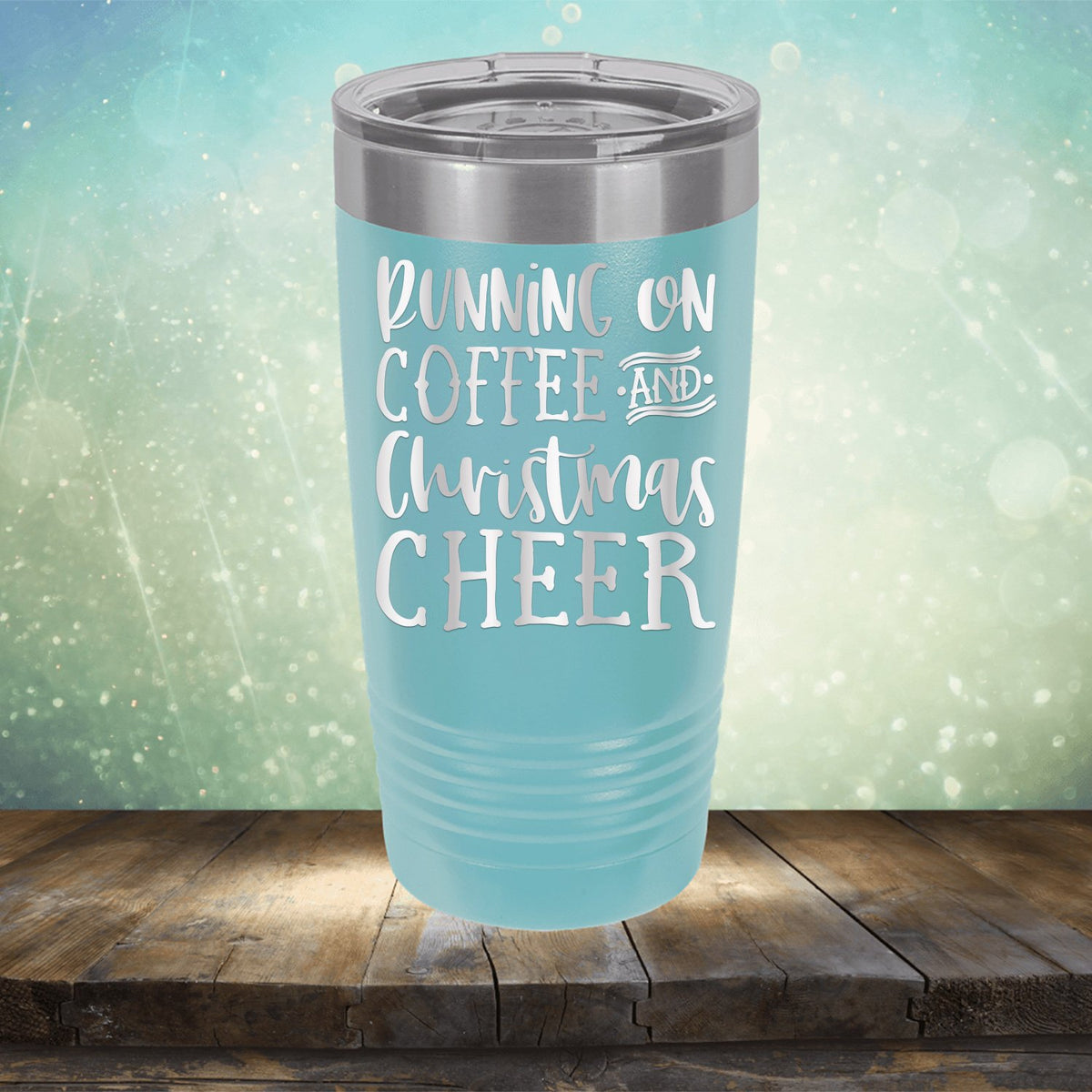 Running on Coffee and Christmas Cheer - Laser Etched Tumbler Mug