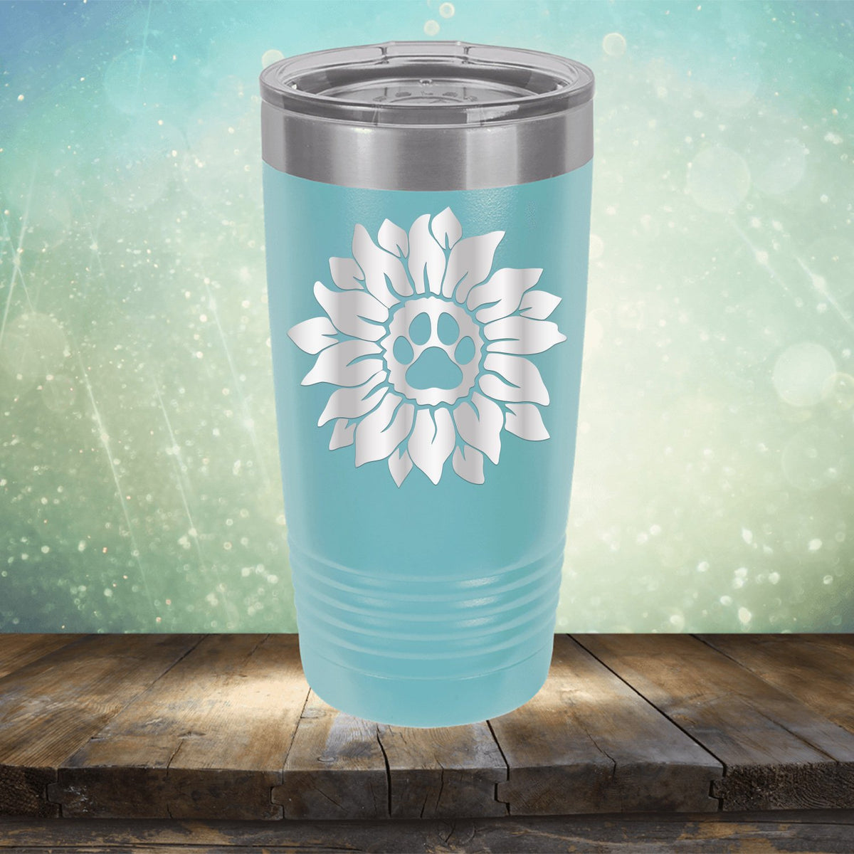Dog Paw Sunflower - Laser Etched Tumbler Mug