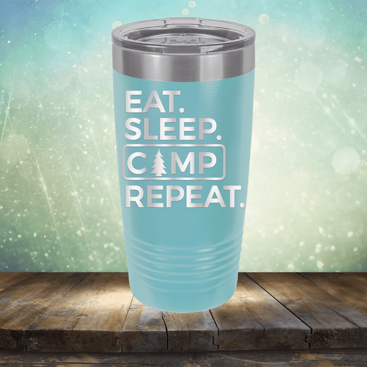 Eat Sleep Camp Repeat - Laser Etched Tumbler Mug