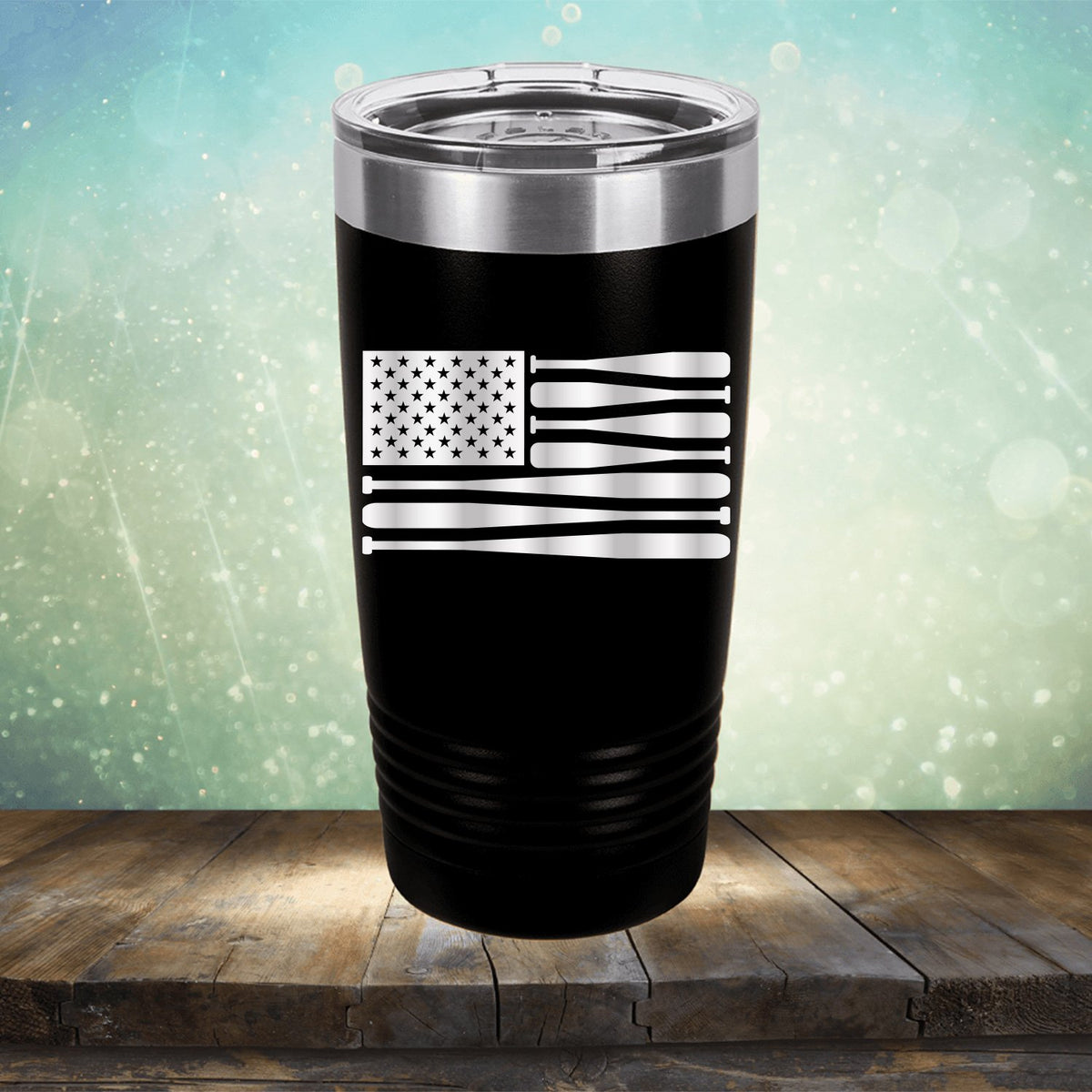 American Flag Baseball - Laser Etched Tumbler Mug