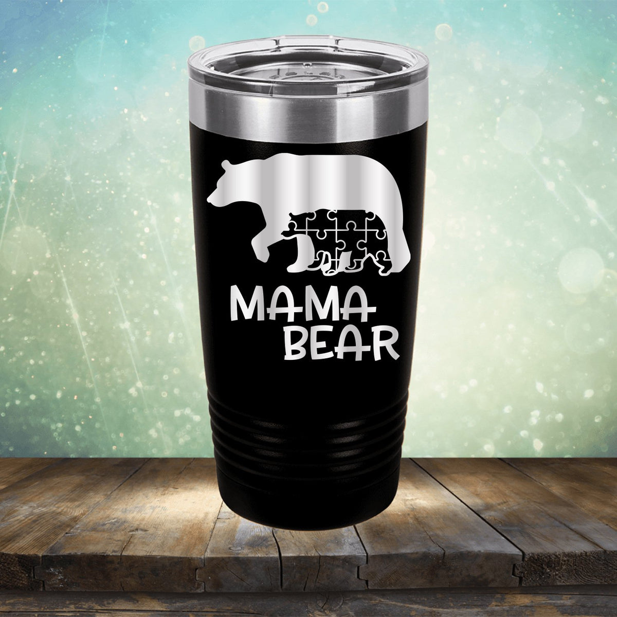 Autism Mama Bear and Cub - Laser Etched Tumbler Mug