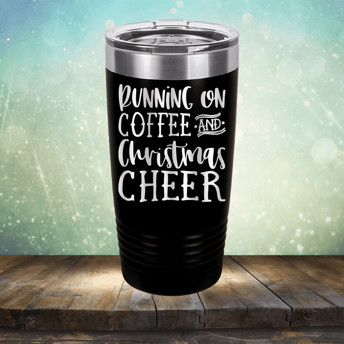 Running on Coffee and Christmas Cheer - Laser Etched Tumbler Mug