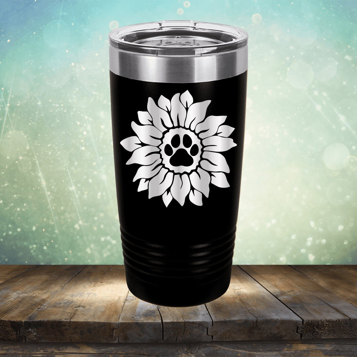 Dog Paw Sunflower - Laser Etched Tumbler Mug