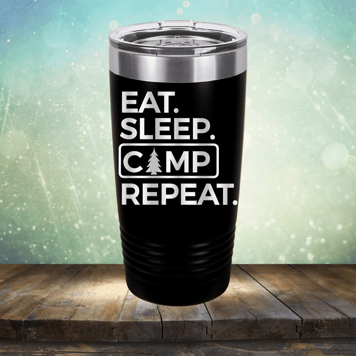 Eat Sleep Camp Repeat - Laser Etched Tumbler Mug