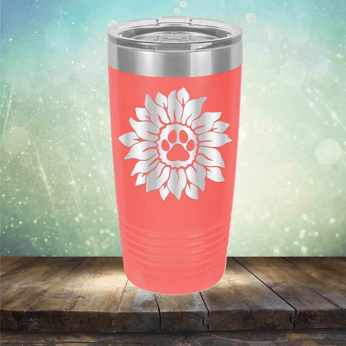 Dog Paw Sunflower - Laser Etched Tumbler Mug