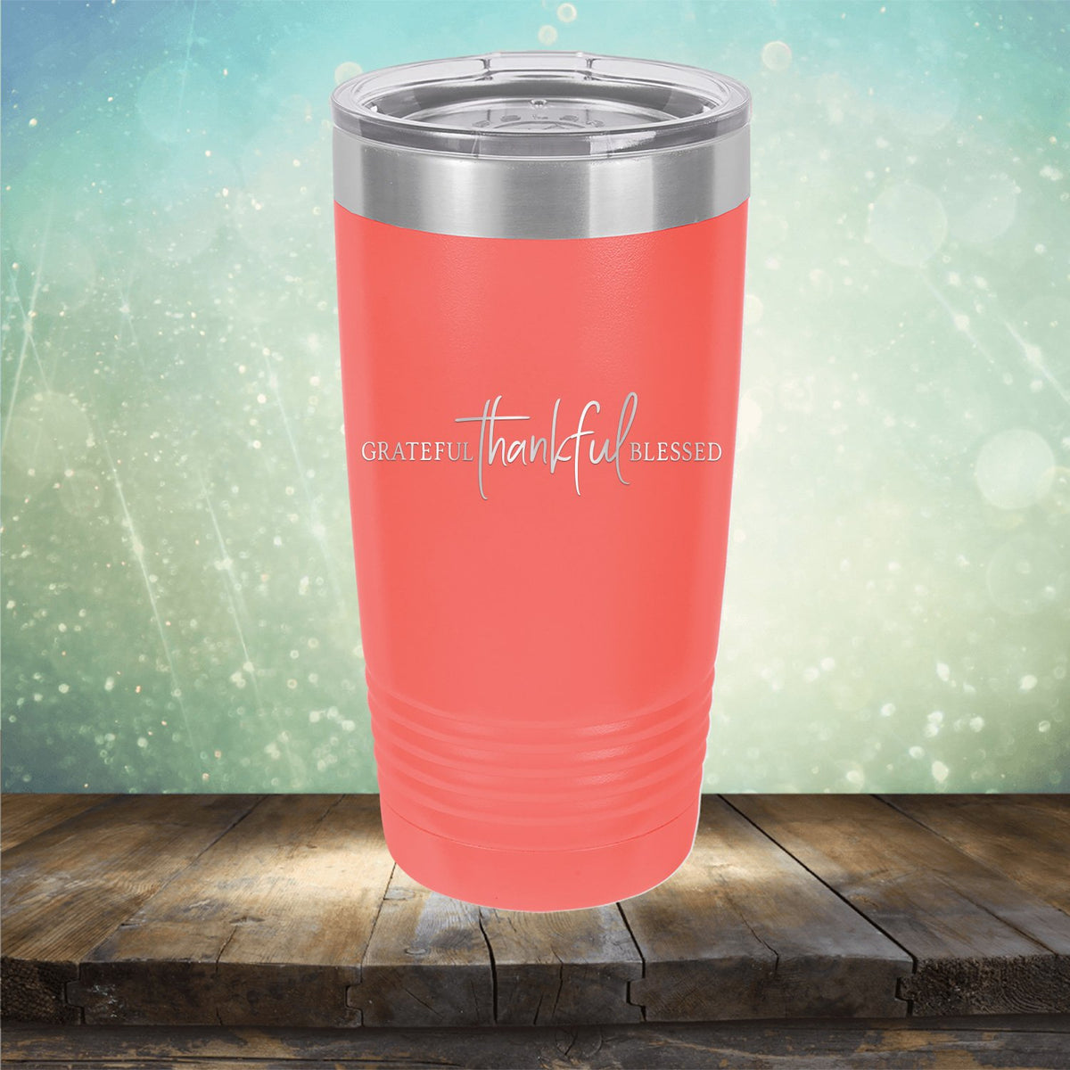 Grateful Thankful Blessed - Laser Etched Tumbler Mug