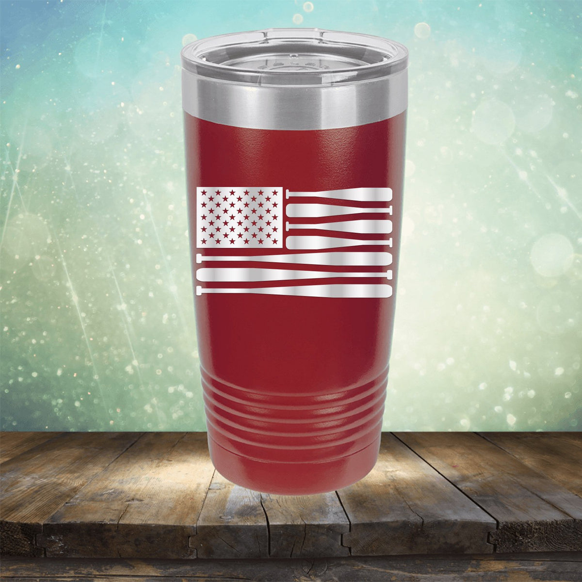 American Flag Baseball - Laser Etched Tumbler Mug