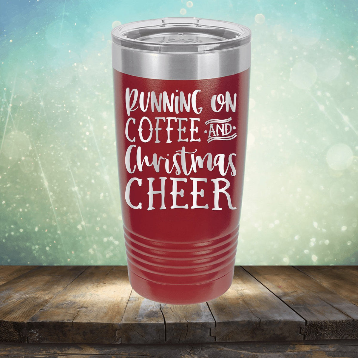Running on Coffee and Christmas Cheer - Laser Etched Tumbler Mug