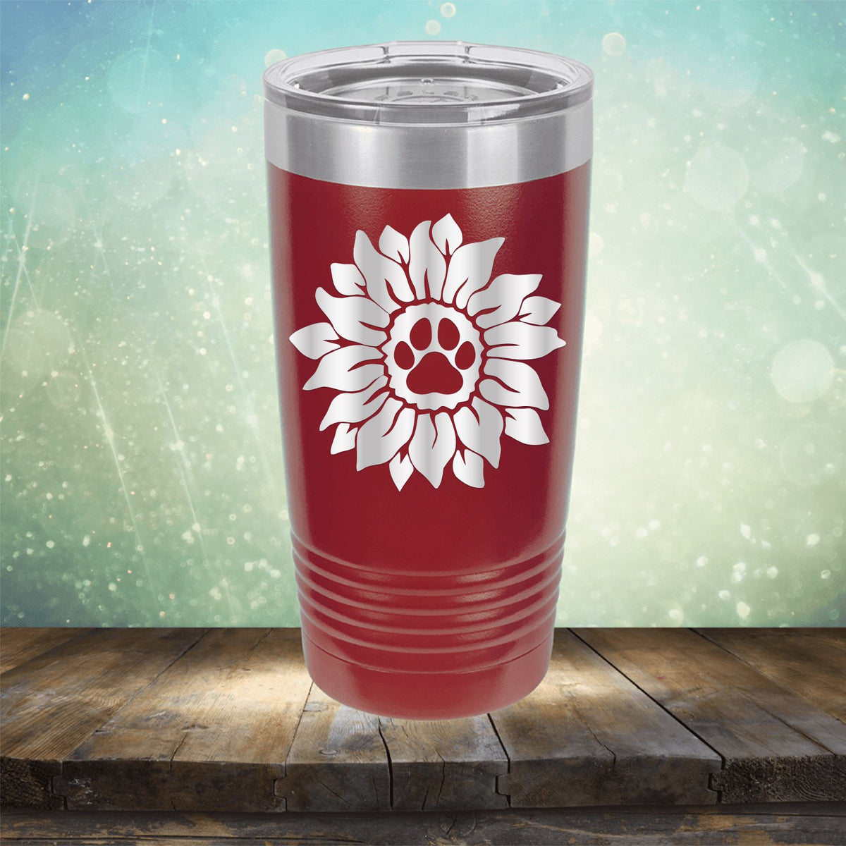 Dog Paw Sunflower - Laser Etched Tumbler Mug
