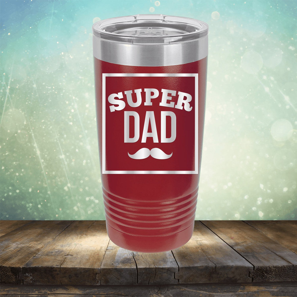 Super Dad with Mustache - Laser Etched Tumbler Mug