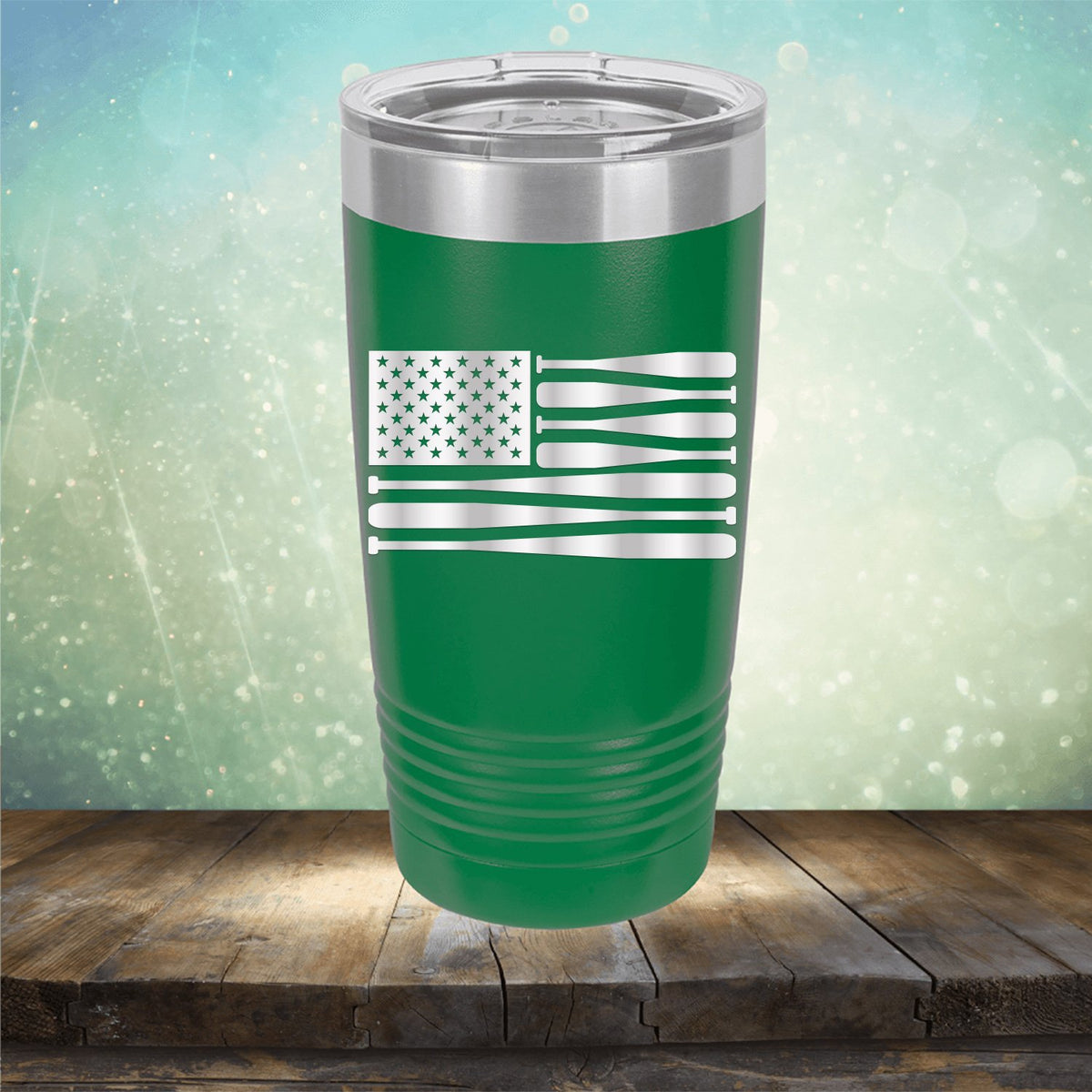 American Flag Baseball - Laser Etched Tumbler Mug