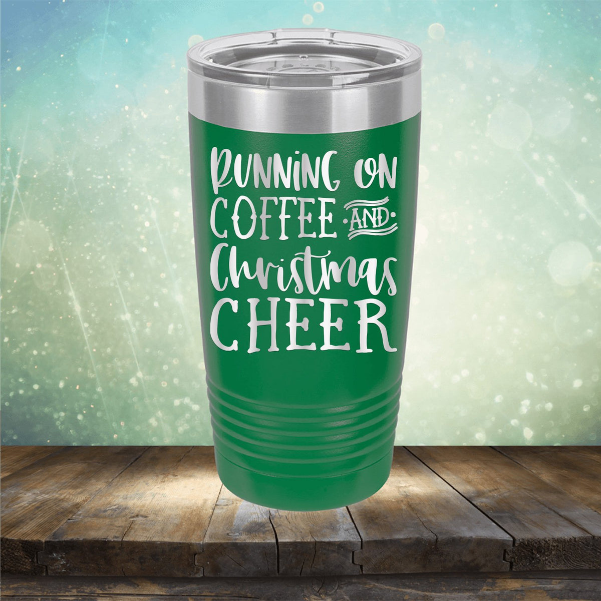 Running on Coffee and Christmas Cheer - Laser Etched Tumbler Mug