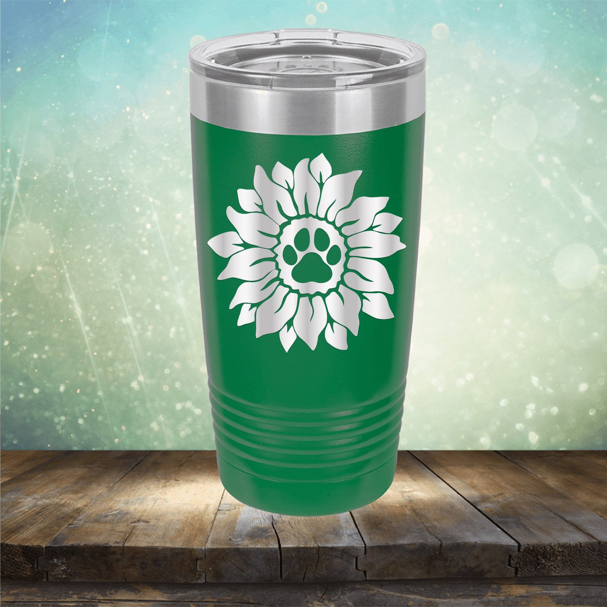 Dog Paw Sunflower - Laser Etched Tumbler Mug