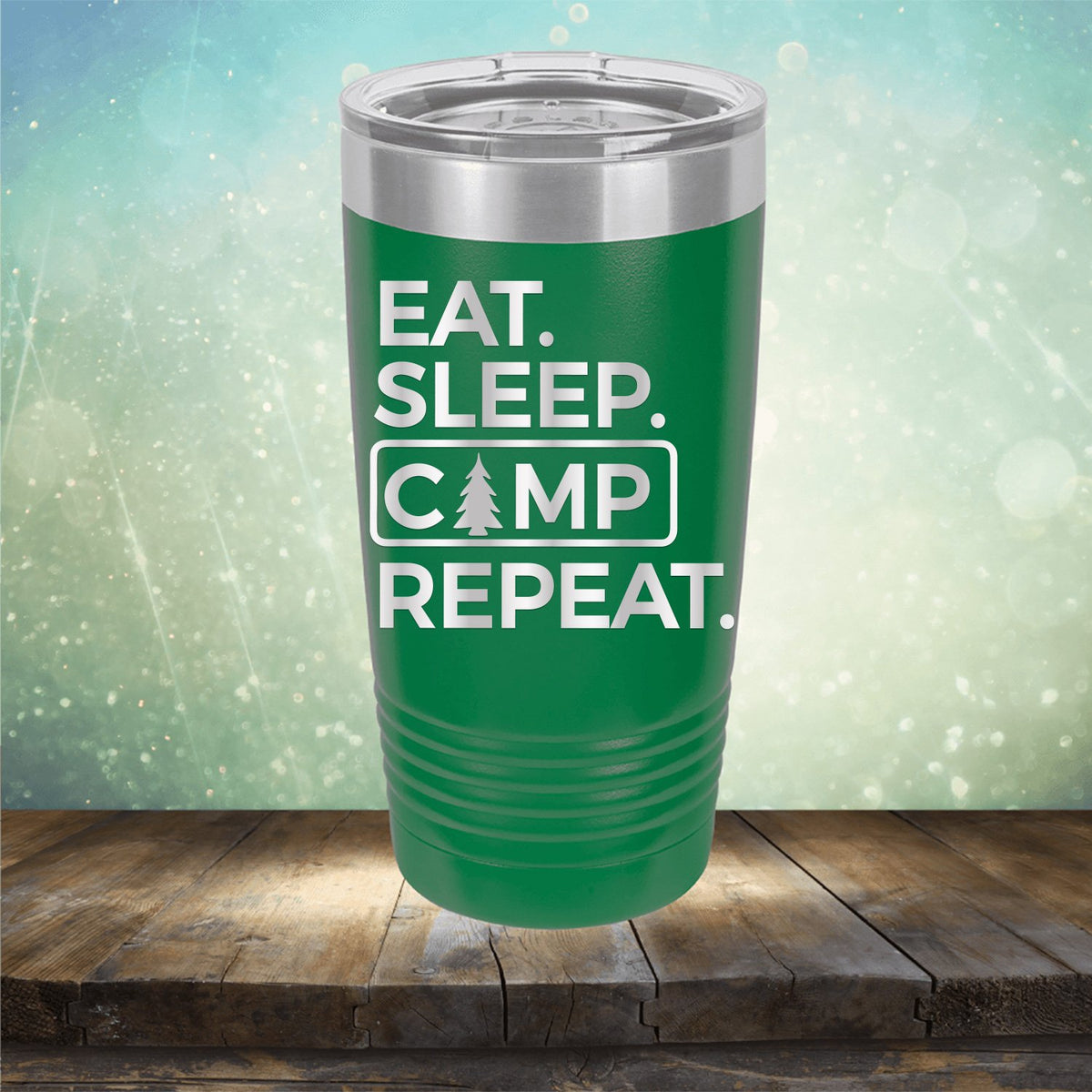 Eat Sleep Camp Repeat - Laser Etched Tumbler Mug