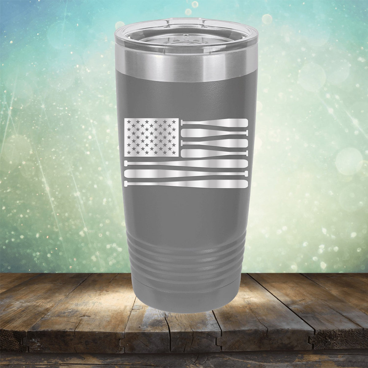 American Flag Baseball - Laser Etched Tumbler Mug