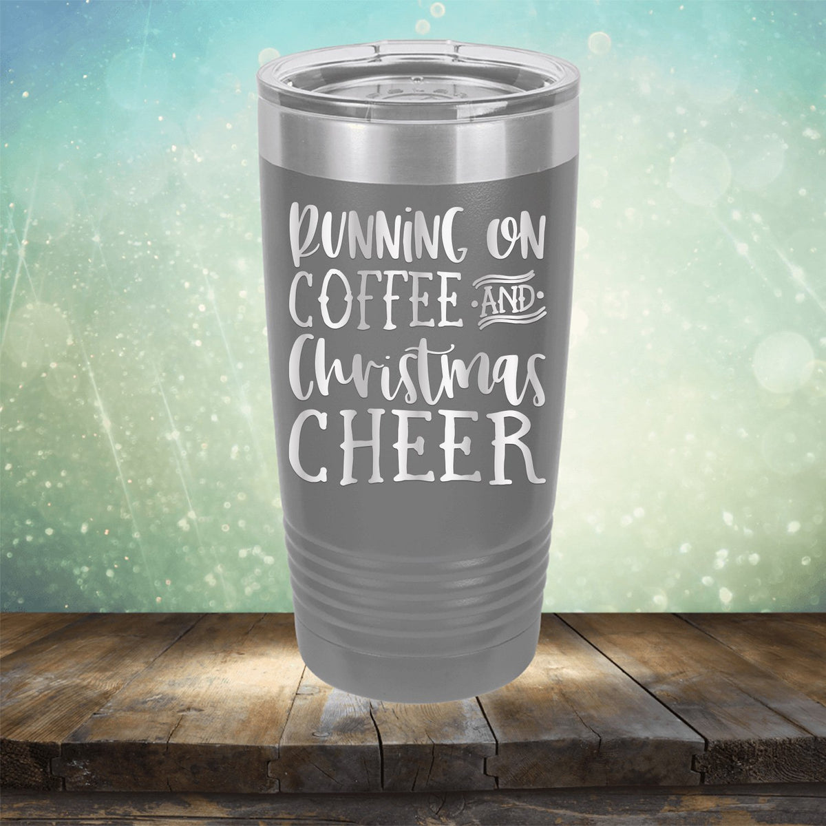 Running on Coffee and Christmas Cheer - Laser Etched Tumbler Mug