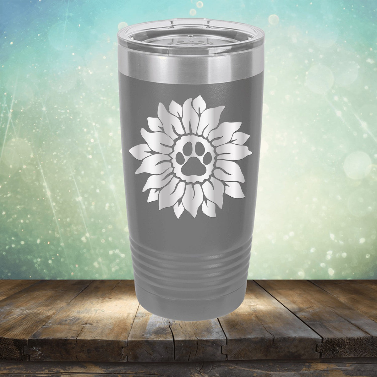 Dog Paw Sunflower - Laser Etched Tumbler Mug