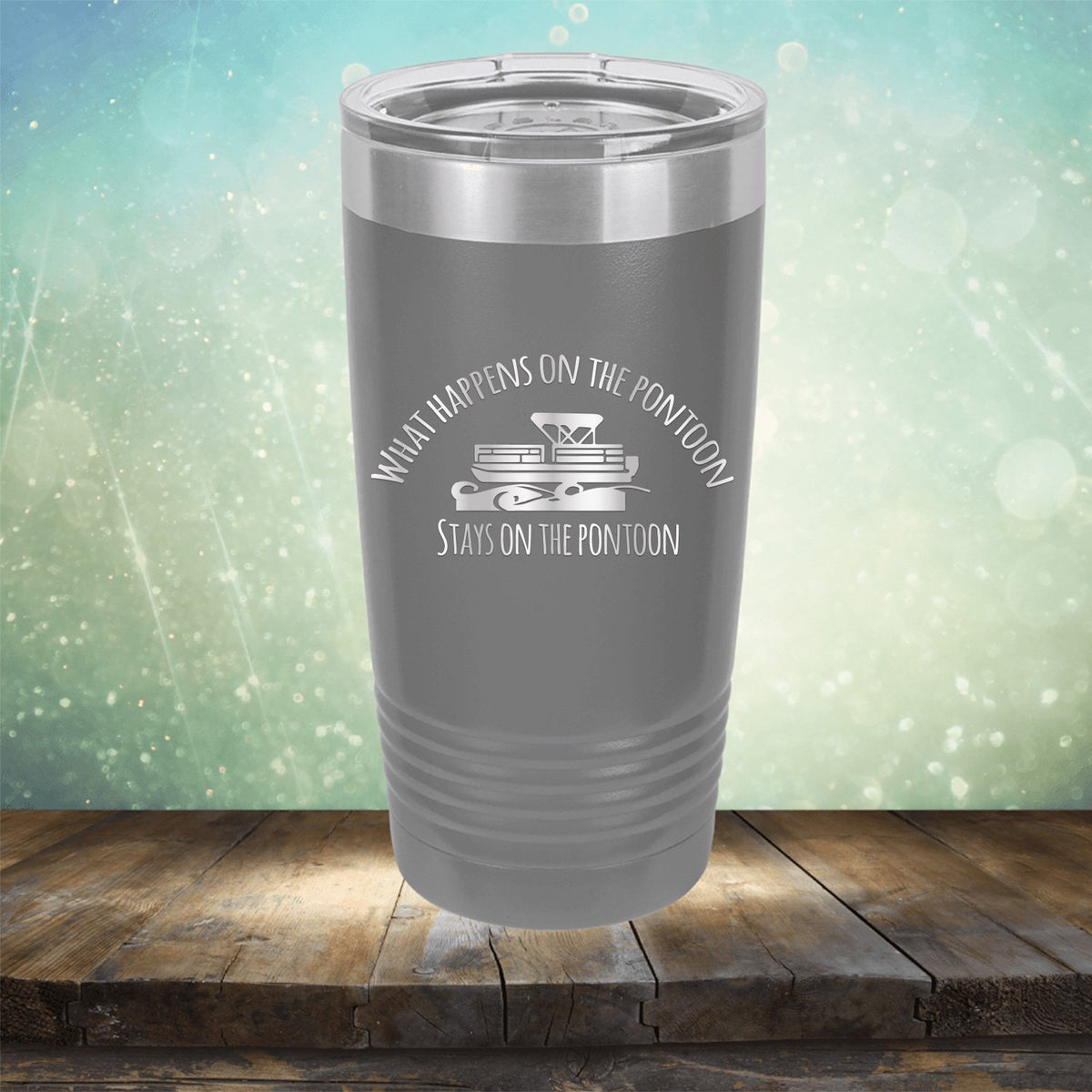 What Happens on the Pontoon Stays on the Pontoon - Laser Etched Tumbler Mug