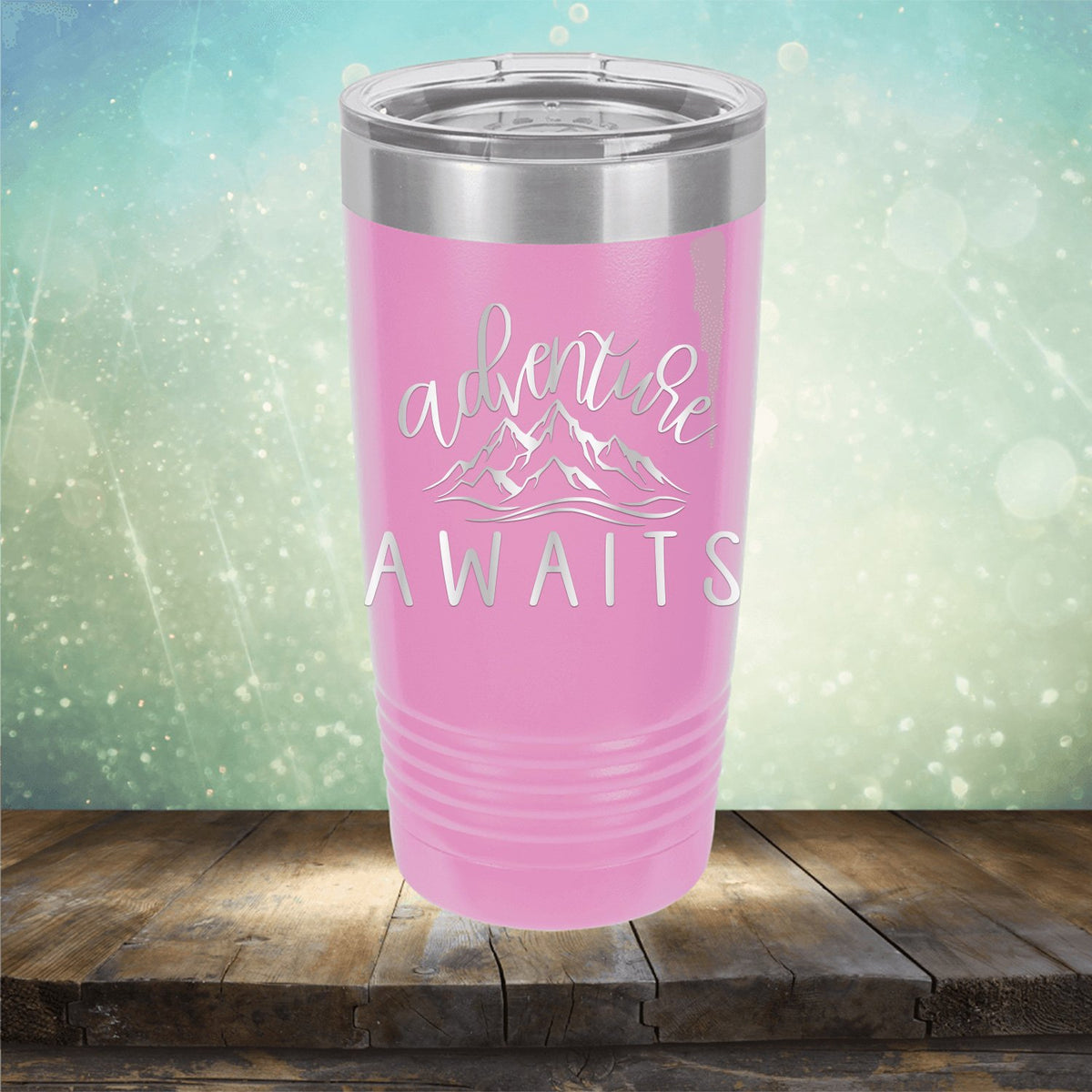 Adventure Awaits with Mountain - Laser Etched Tumbler Mug