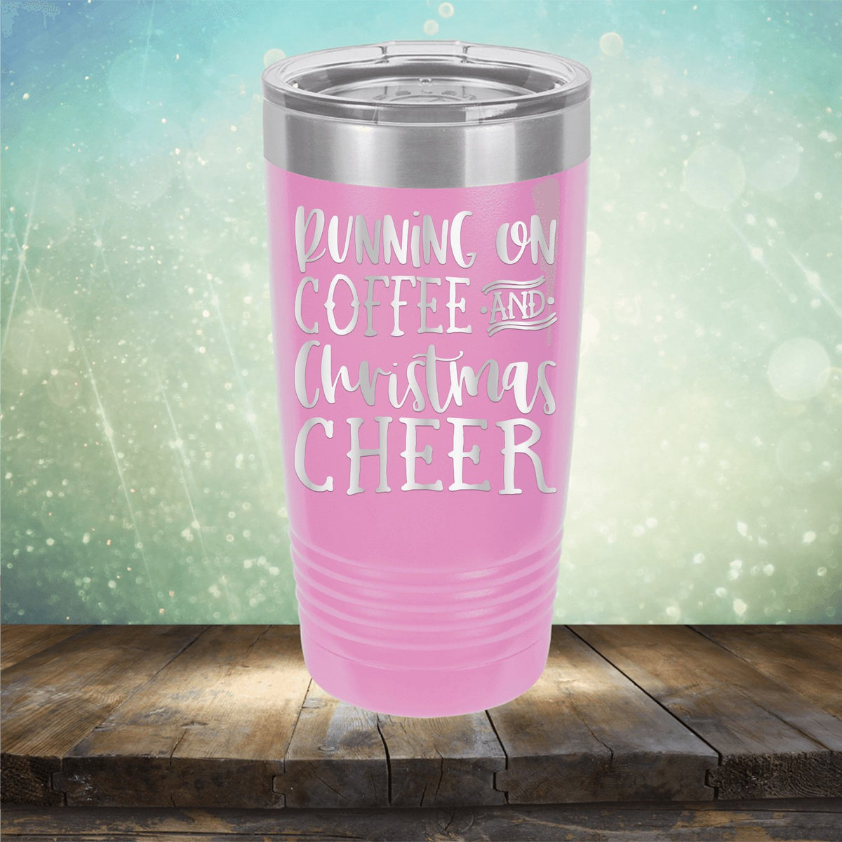 Running on Coffee and Christmas Cheer - Laser Etched Tumbler Mug