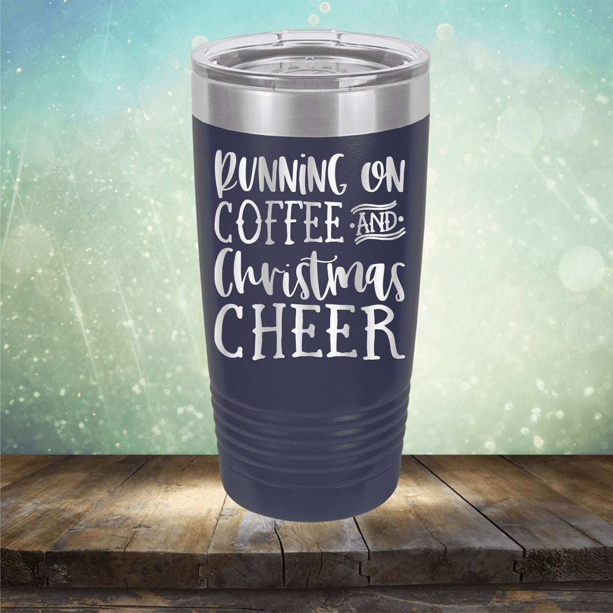 Running on Coffee and Christmas Cheer - Laser Etched Tumbler Mug