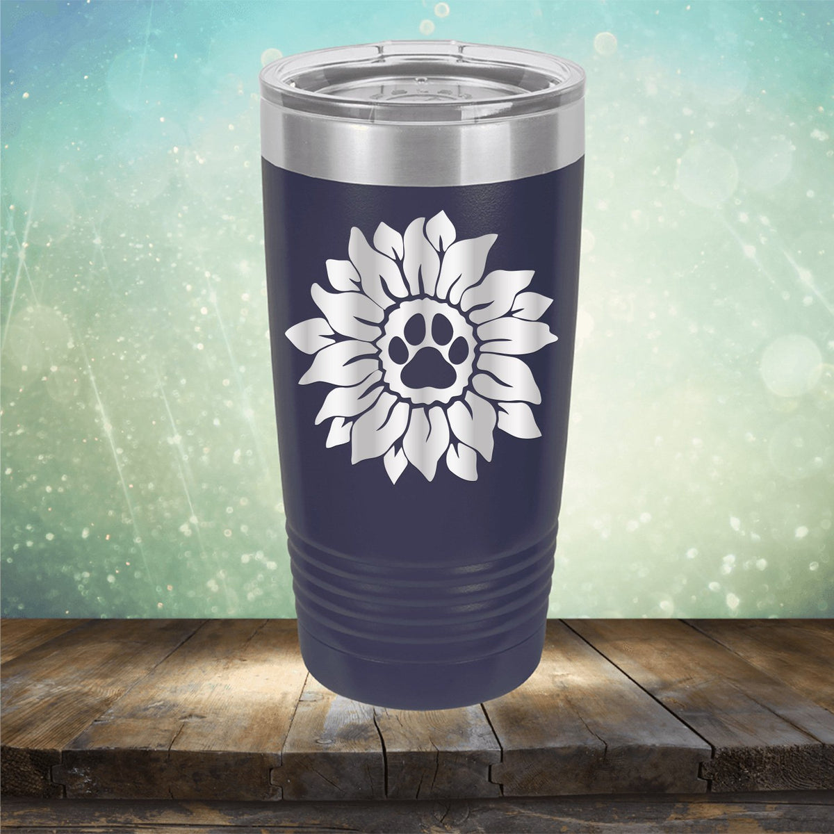 Dog Paw Sunflower - Laser Etched Tumbler Mug