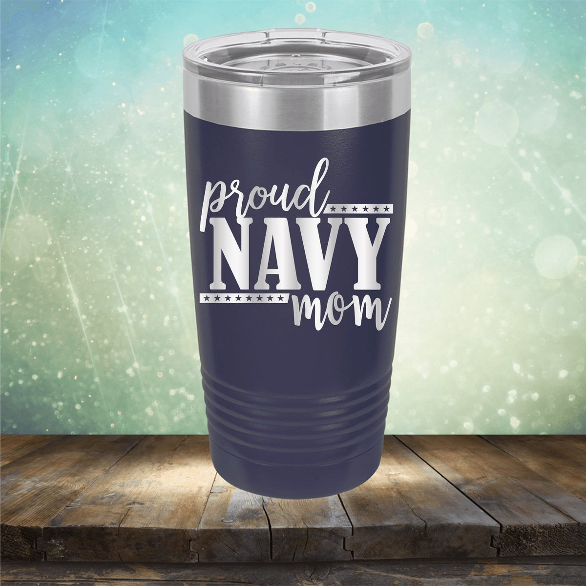 Proud Navy Mom - Laser Etched Tumbler Mug