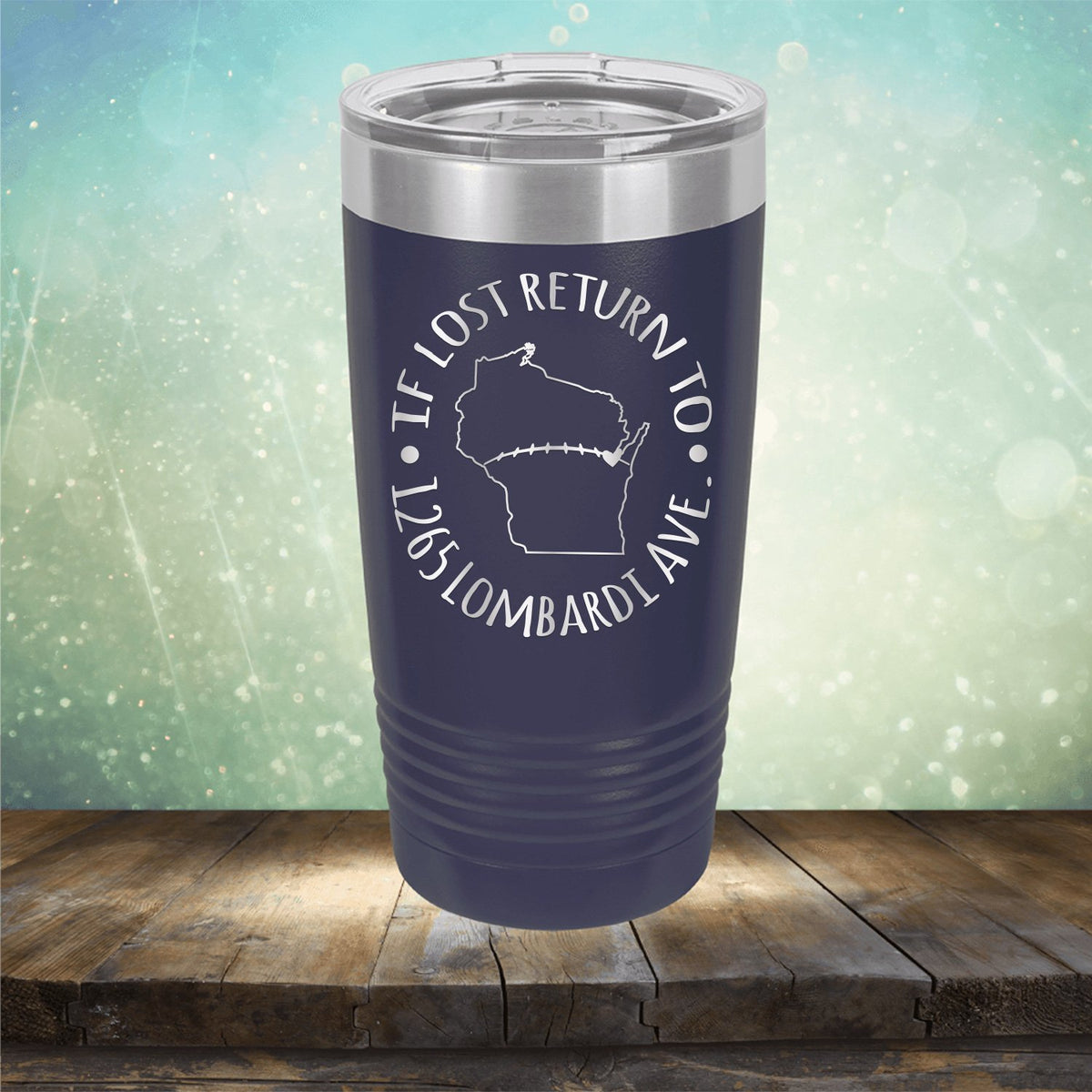 If Lost Return to 1265 Lombardi Ave. - Laser Etched Tumbler Mug
