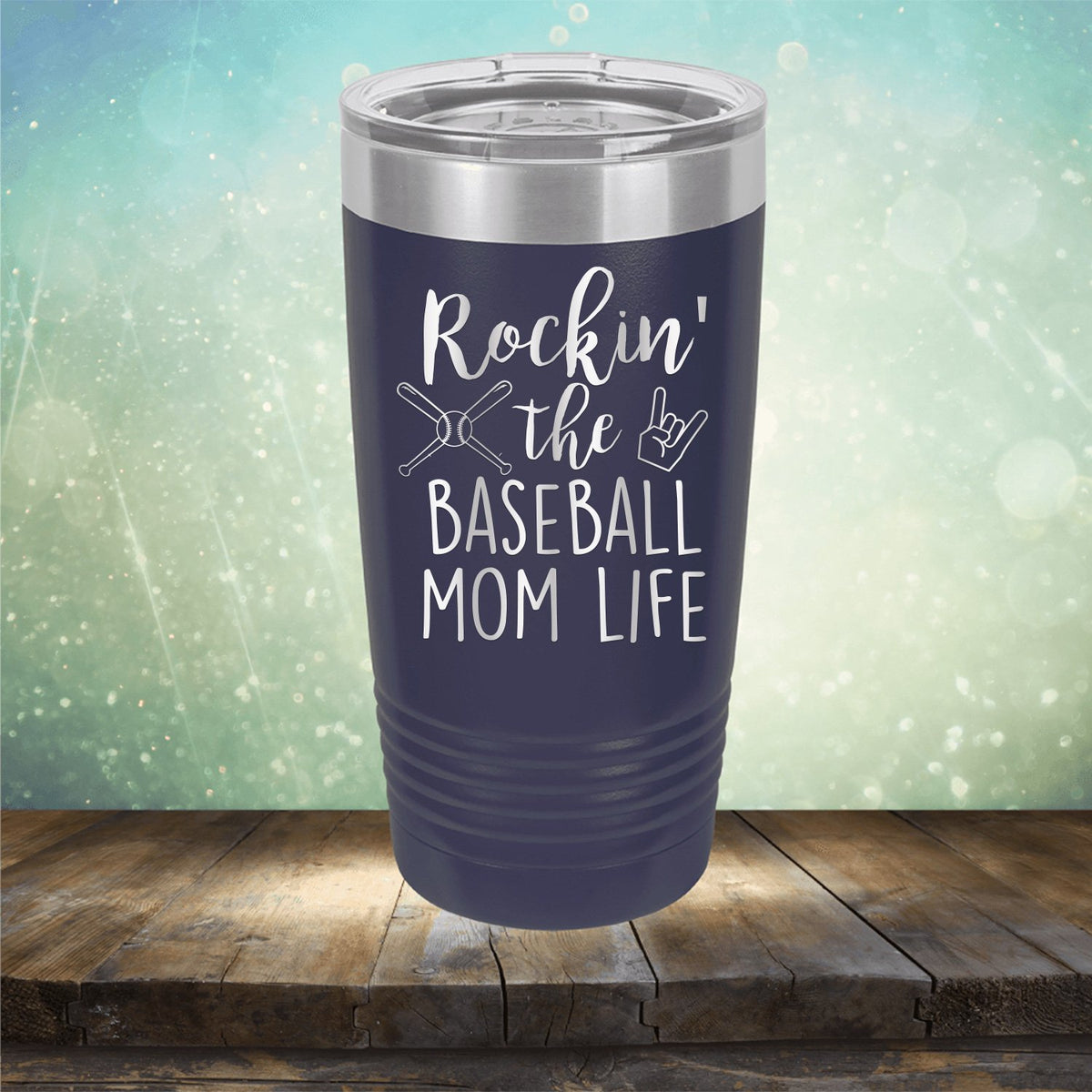 Rockin&#39; The Baseball Mom Life - Laser Etched Tumbler Mug