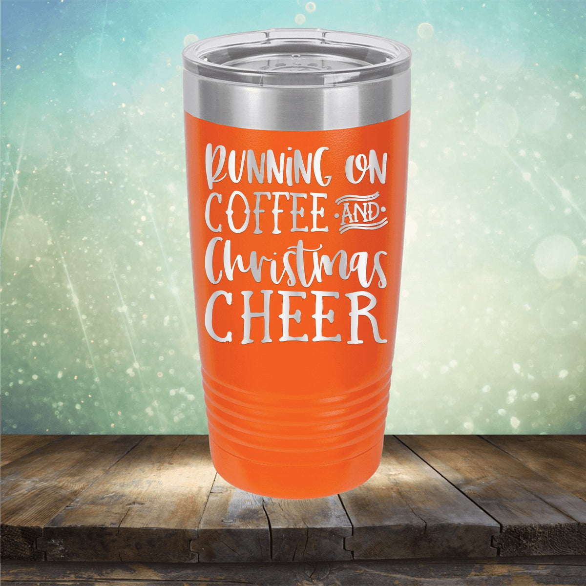 Running on Coffee and Christmas Cheer - Laser Etched Tumbler Mug