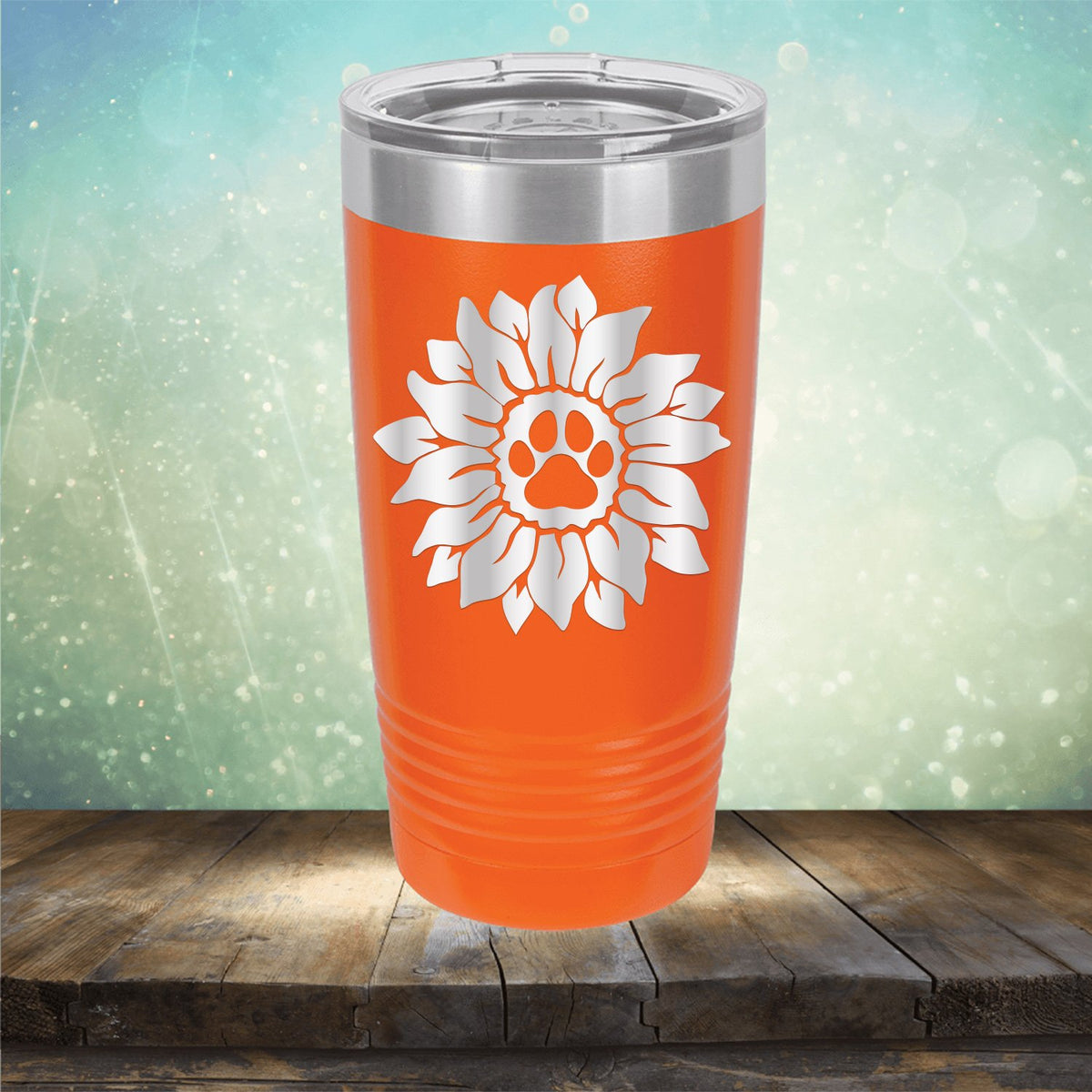 Dog Paw Sunflower - Laser Etched Tumbler Mug