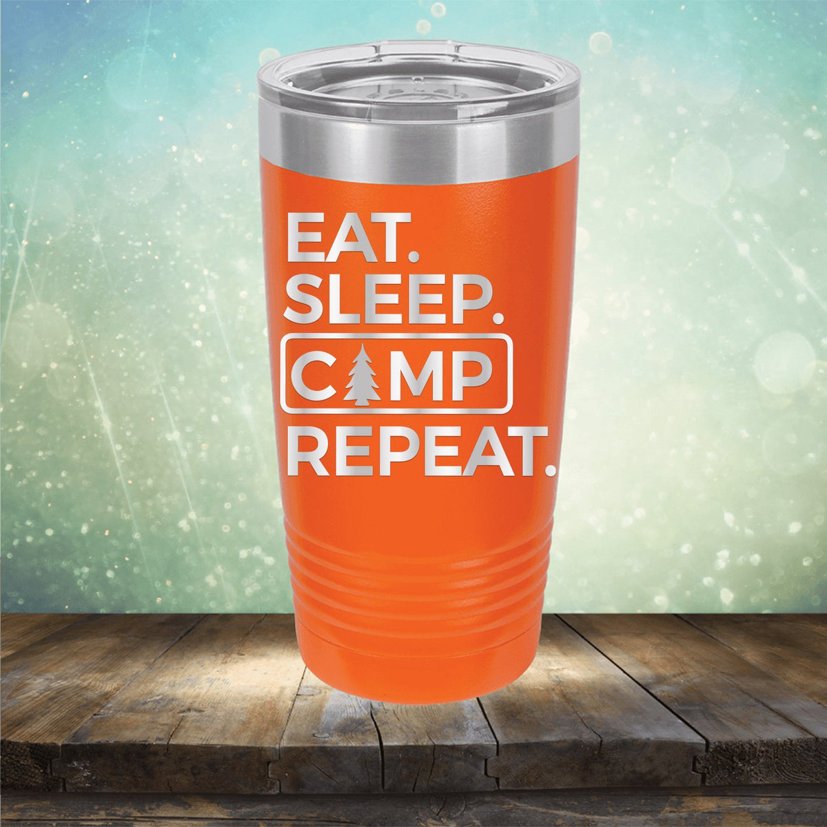 Eat Sleep Camp Repeat - Laser Etched Tumbler Mug