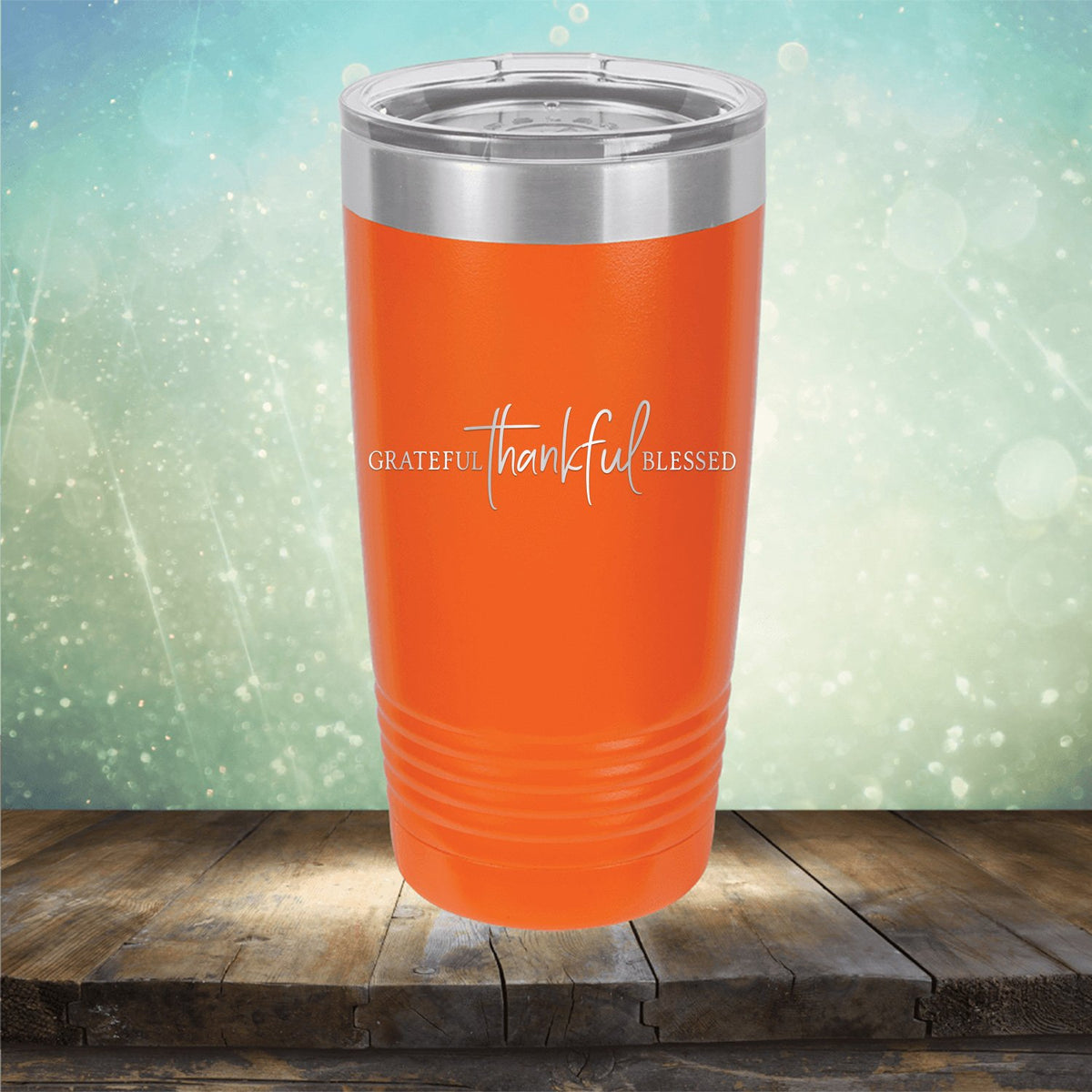 Grateful Thankful Blessed - Laser Etched Tumbler Mug