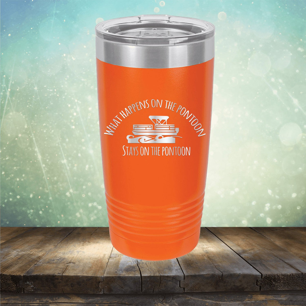 What Happens on the Pontoon Stays on the Pontoon - Laser Etched Tumbler Mug