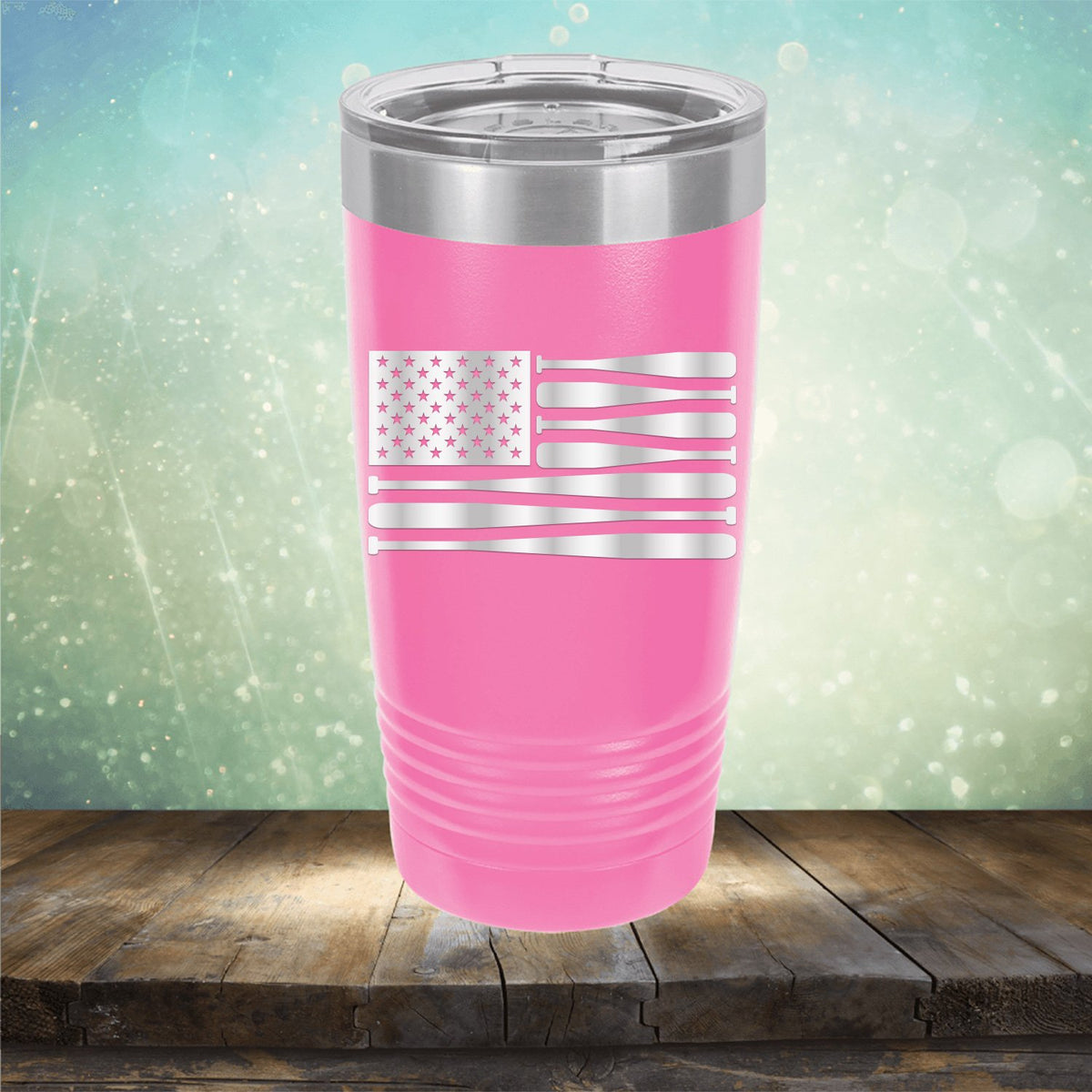 American Flag Baseball - Laser Etched Tumbler Mug