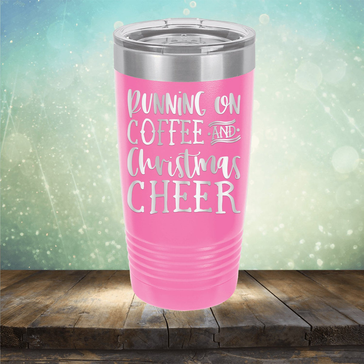 Running on Coffee and Christmas Cheer - Laser Etched Tumbler Mug