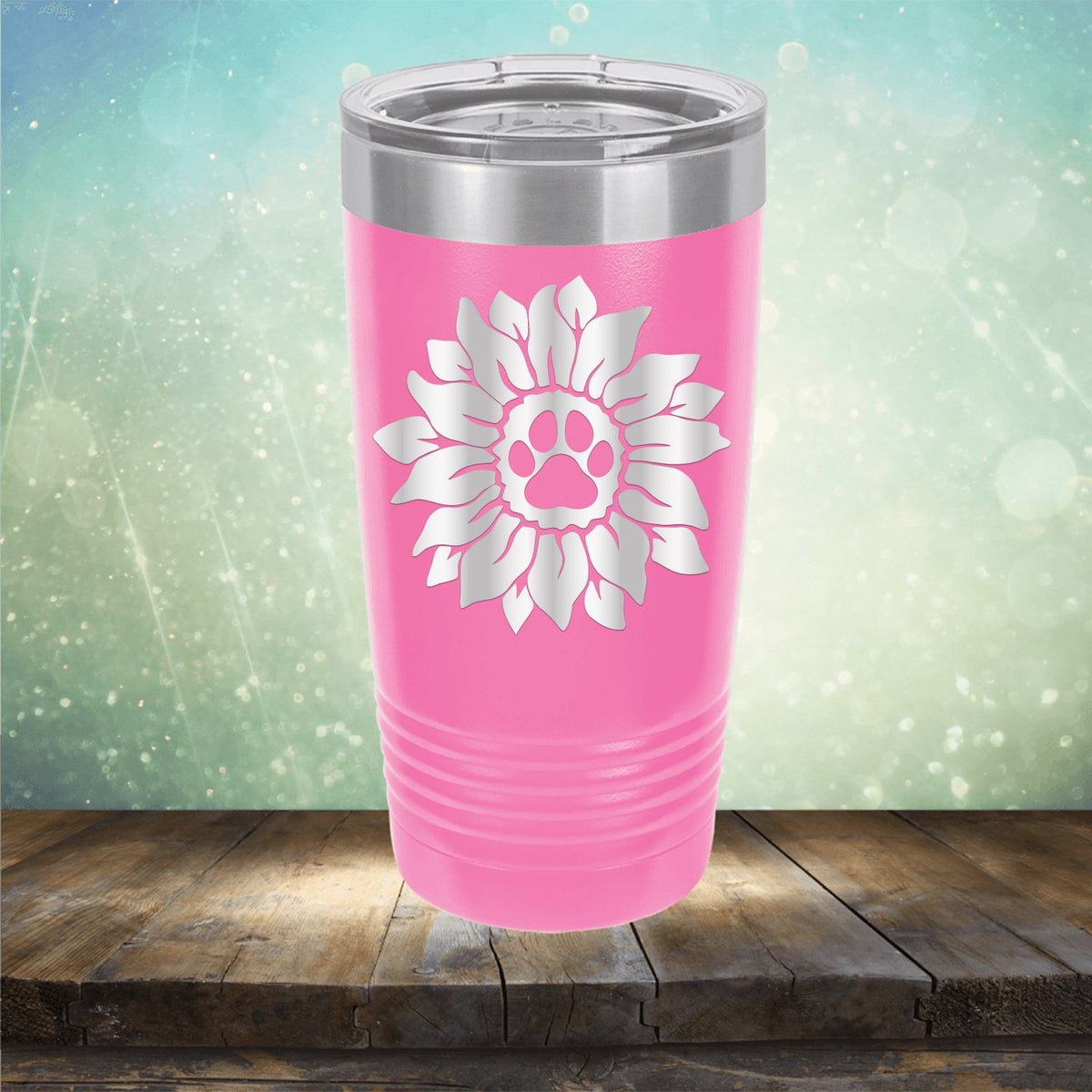 Dog Paw Sunflower - Laser Etched Tumbler Mug