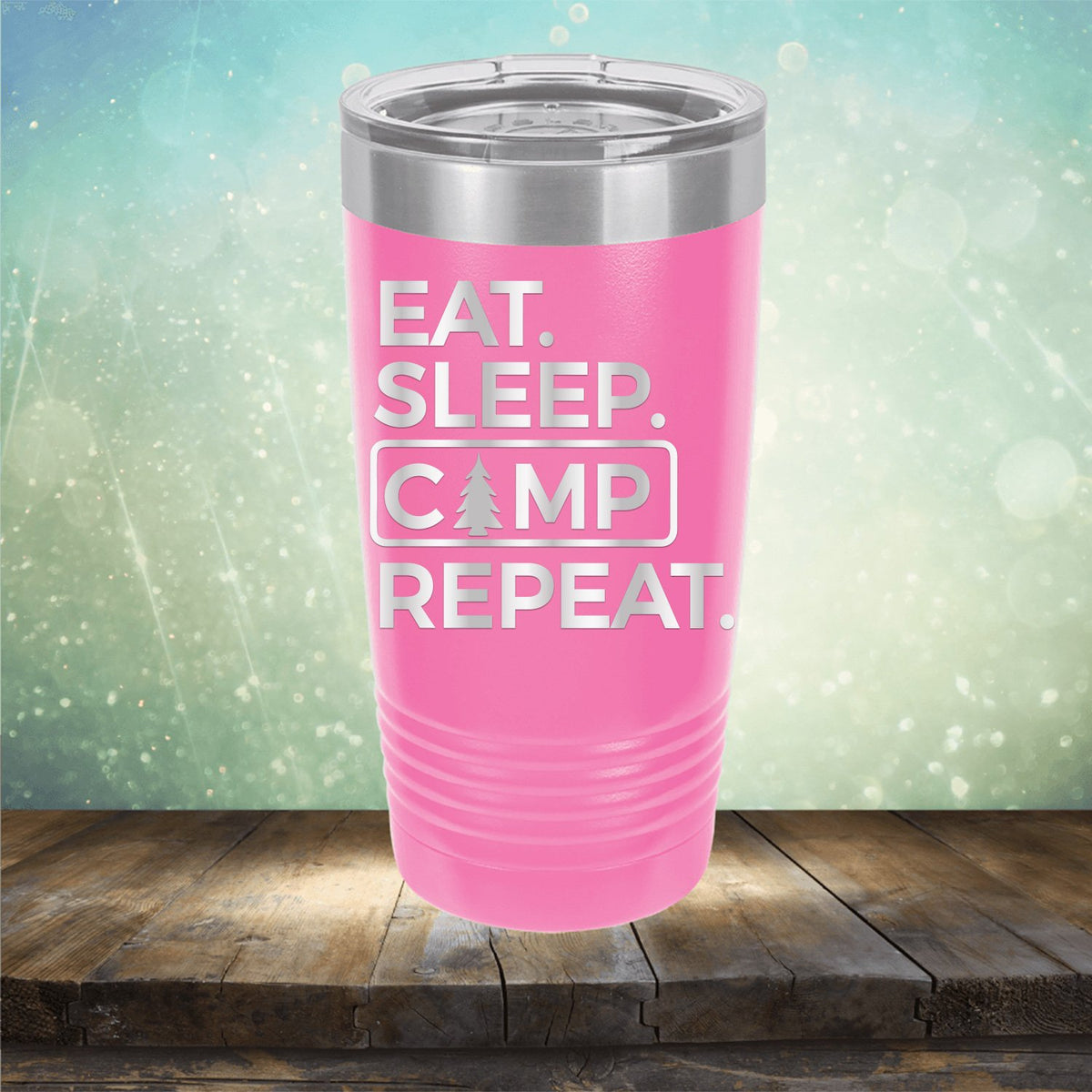 Eat Sleep Camp Repeat - Laser Etched Tumbler Mug