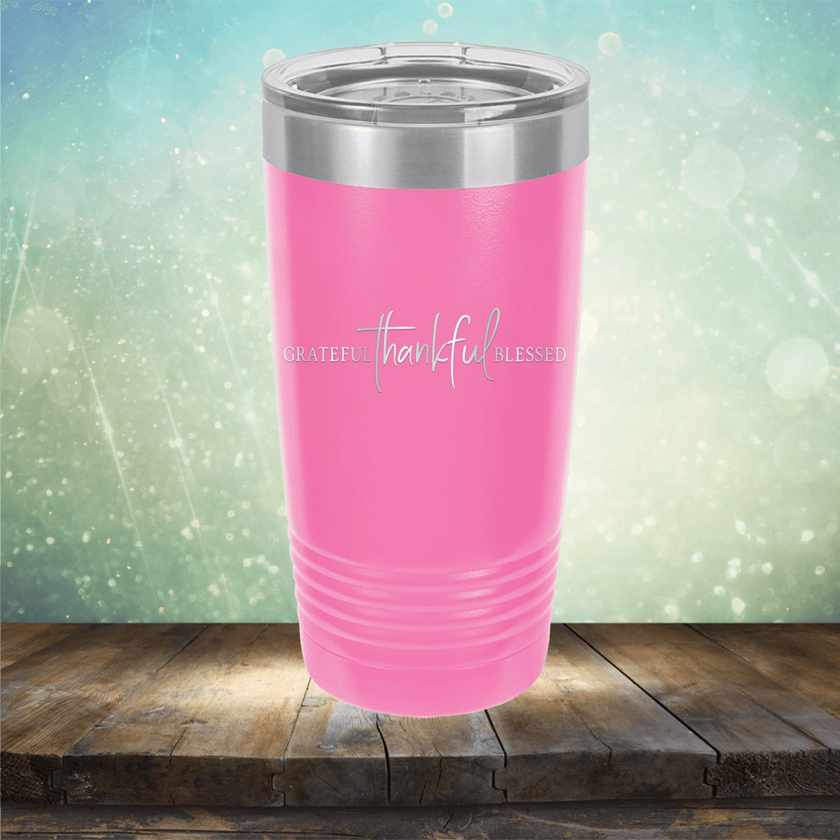 Grateful Thankful Blessed - Laser Etched Tumbler Mug