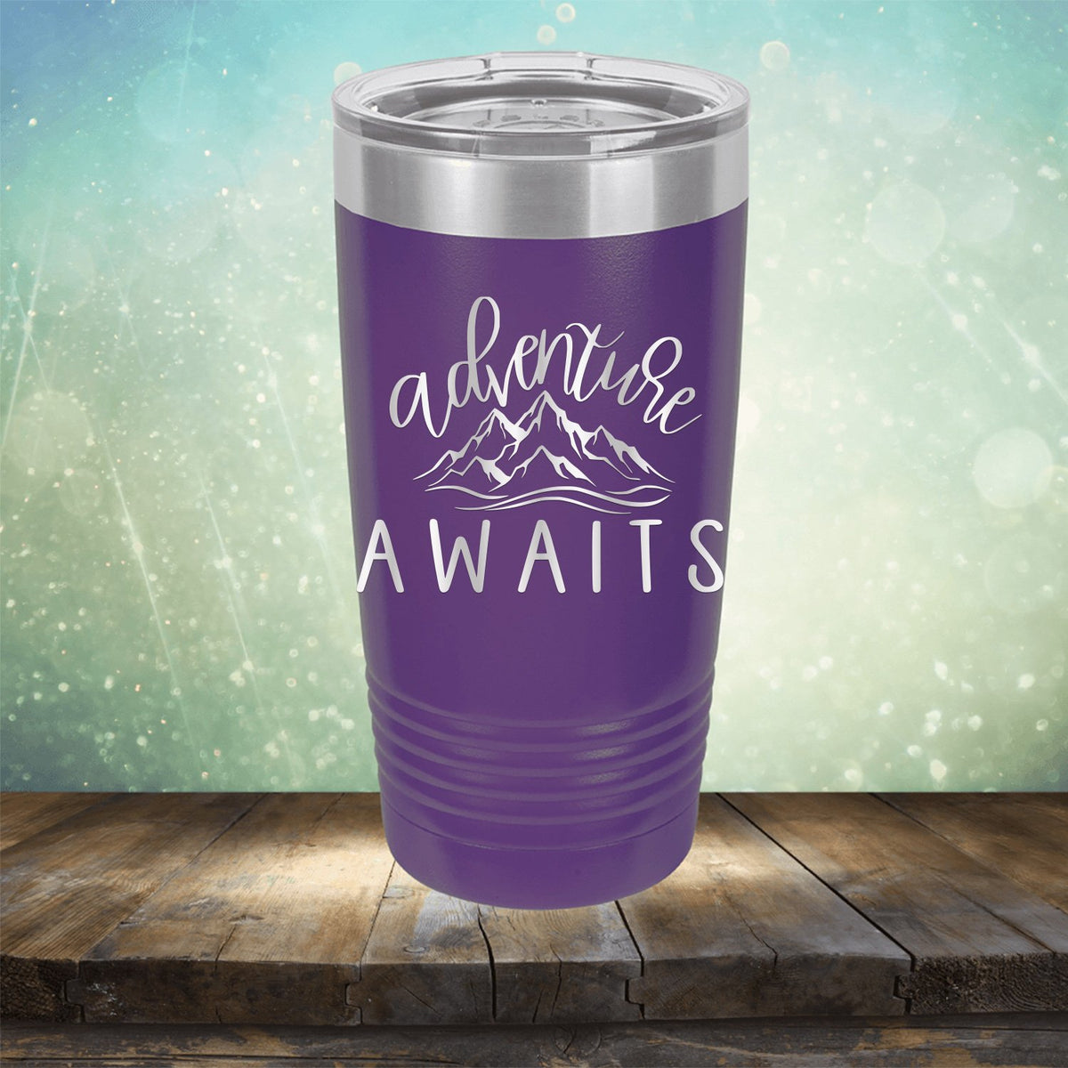 Adventure Awaits with Mountain - Laser Etched Tumbler Mug