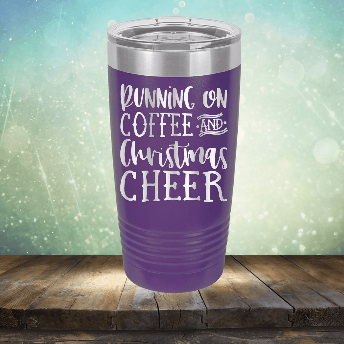 Running on Coffee and Christmas Cheer - Laser Etched Tumbler Mug