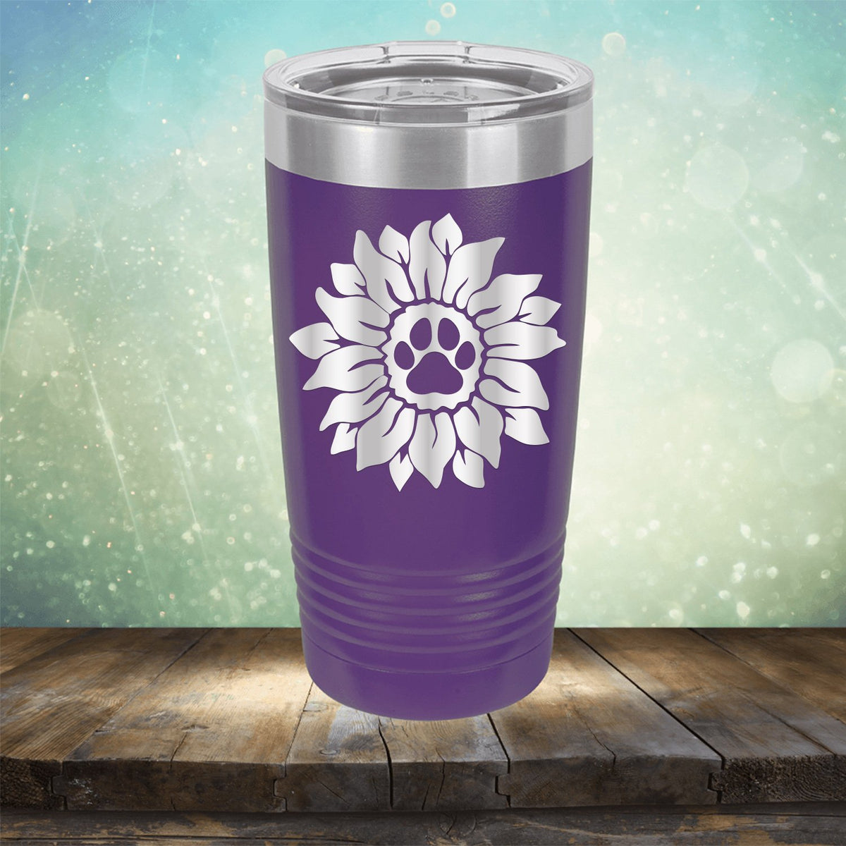 Dog Paw Sunflower - Laser Etched Tumbler Mug