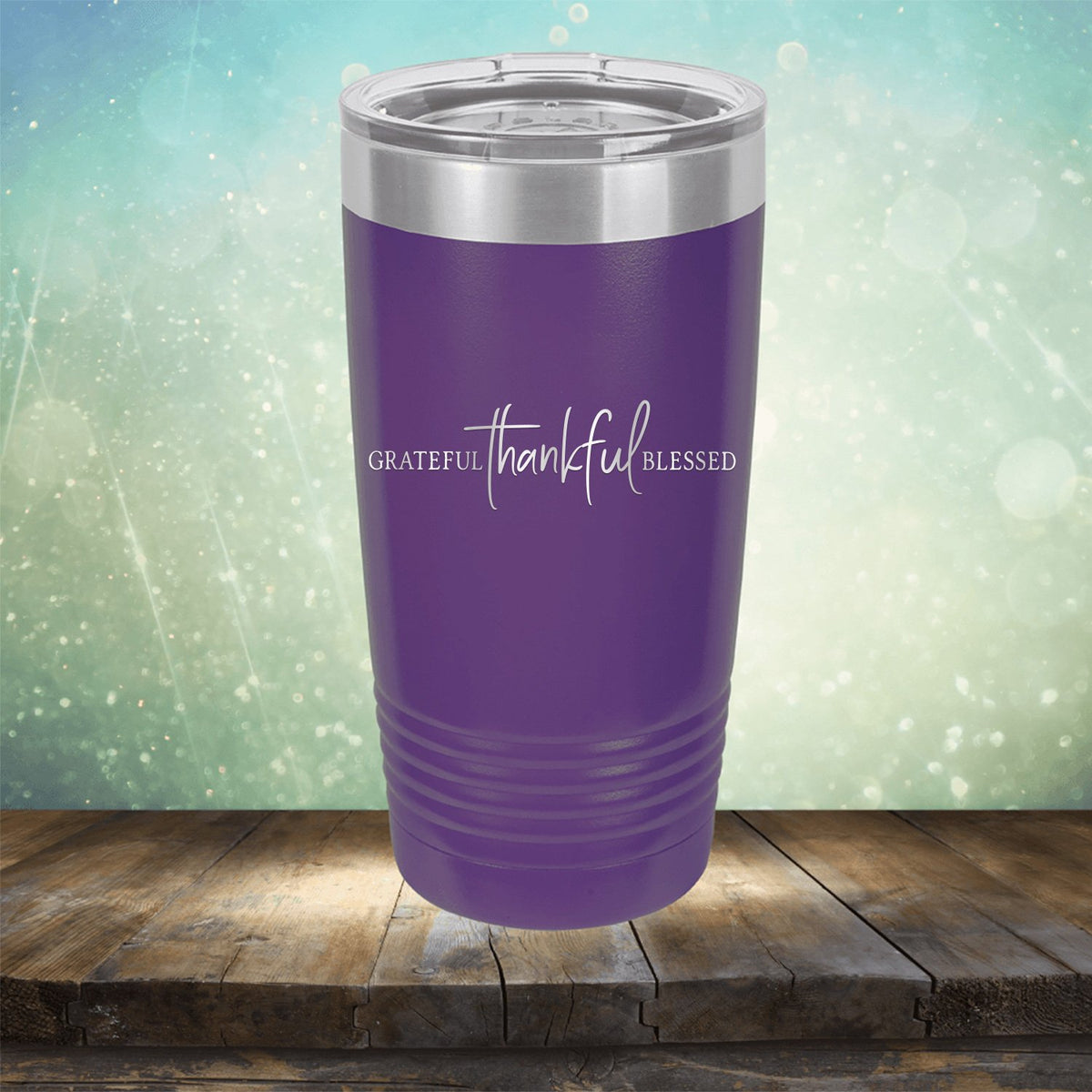 Grateful Thankful Blessed - Laser Etched Tumbler Mug