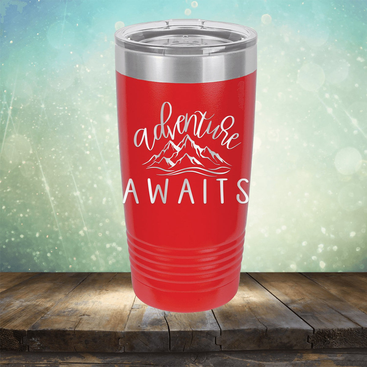 Adventure Awaits with Mountain - Laser Etched Tumbler Mug